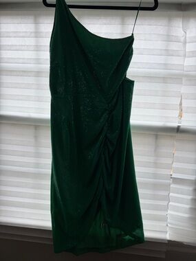 Anthropologie Emerald Ruched Sequin Dress